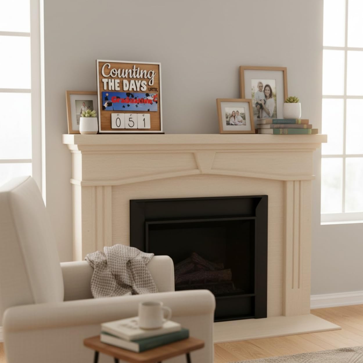 Custom interchangeable wood countdown sign, personalized calendar for special occasions, 3D wooden gift for Vacation, holidays, special events, seasons, retirement (Graduation)