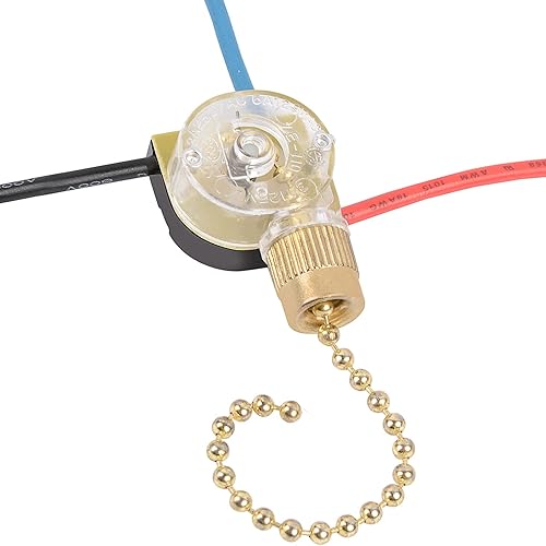 ZE-110 - Interruptor de luz de techo, 3 vías y 3 cables, interruptor de cadena de repuesto compatible con ventilador de techo Hunter (cadena de