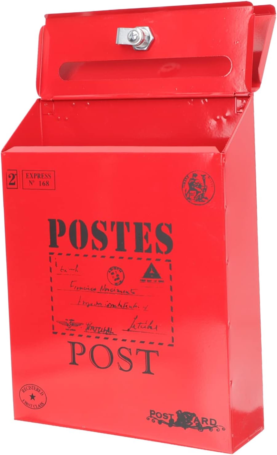 Wall Mount Locking Mailbox Vintage Iron Letter Box Durable Hanging Mail Organizer for Secure Outdoor Use Design for Envelopes and Documents