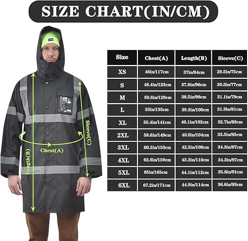 Miniatura 4 de A-SAFETY Chaqueta de lluvia de alta visibilidad, gabardina y chaqueta de lluvia de seguridad RIVER OTTER Baberos de lluvia ANSI Clase 3