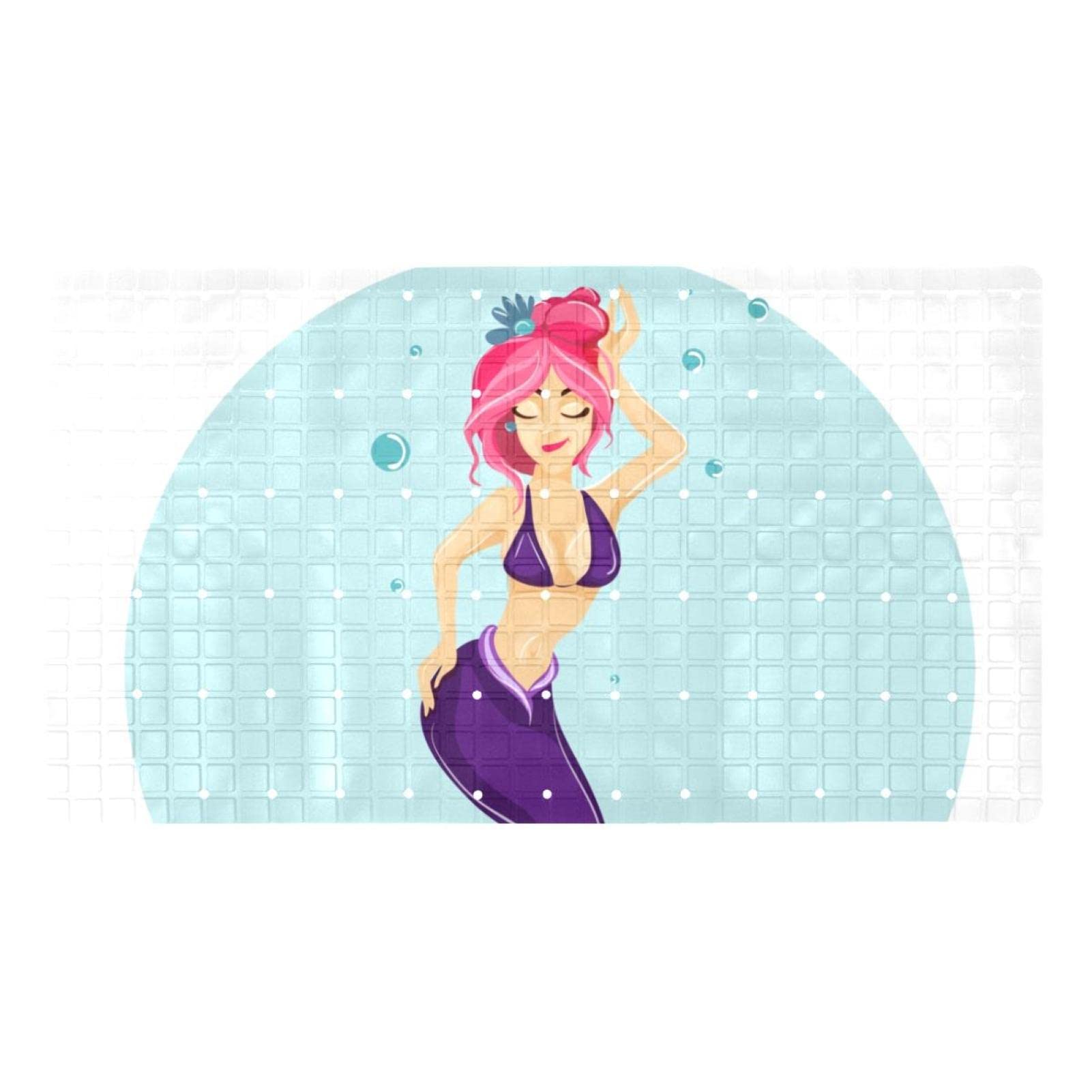 Tapis de douche antidérapant sirène doux et lavable en machine