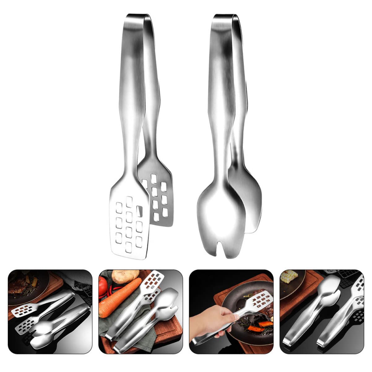 4 pezzi Picnic Home Barbecue Cottura del pane Dolci Lanciare Gadget nuziali Sfregamenti Bistecca di manzo Pizza Blocco Heat- Fish Verdura Metallo Biscotto Bistecca Morsetti Scald Locking Salads ( Co