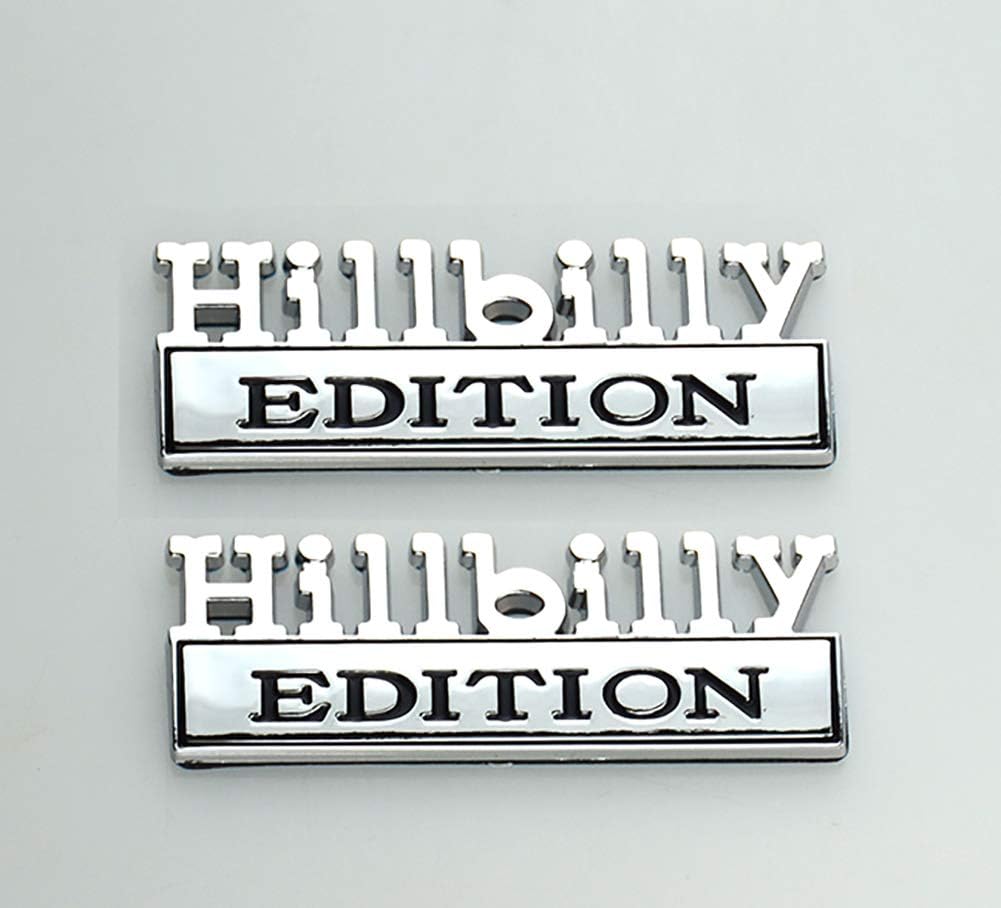 2PC Set HILLBILLY EDITION EMBLEM 3D Badge Nameplate Car Truck SUV Compatible with 150-350 Chevy Silverado 1500 2500 Chevrolet C10 C15 (Black Red)
