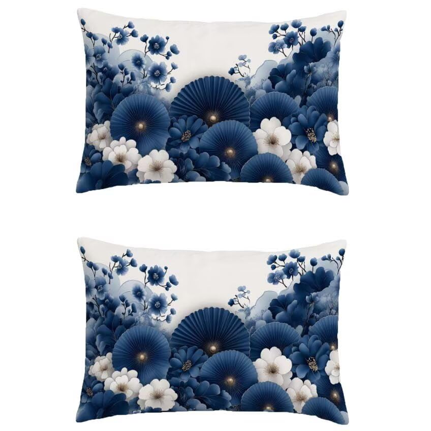 Décoration maison et terrasse avec la housse de coussin 80x100cm fleur turquoise