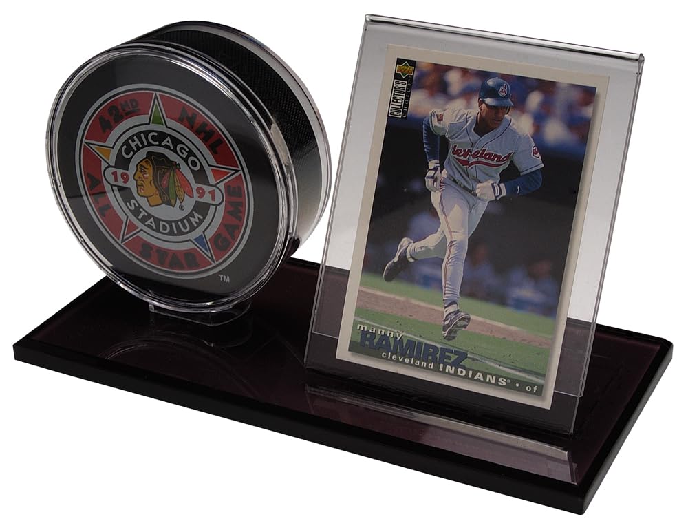 Amazon.com: Collectible Supplies Acrylic Hockey Puck and Card Display Case  | Acrylic Holder | Black Base and Clear Viewing Display Case
