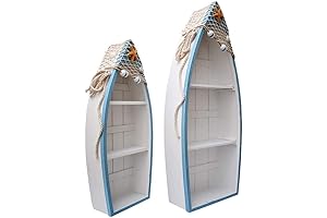 2 Pack Boat Shelf Decor - 19" and 24" Wood Boat Shelf...
