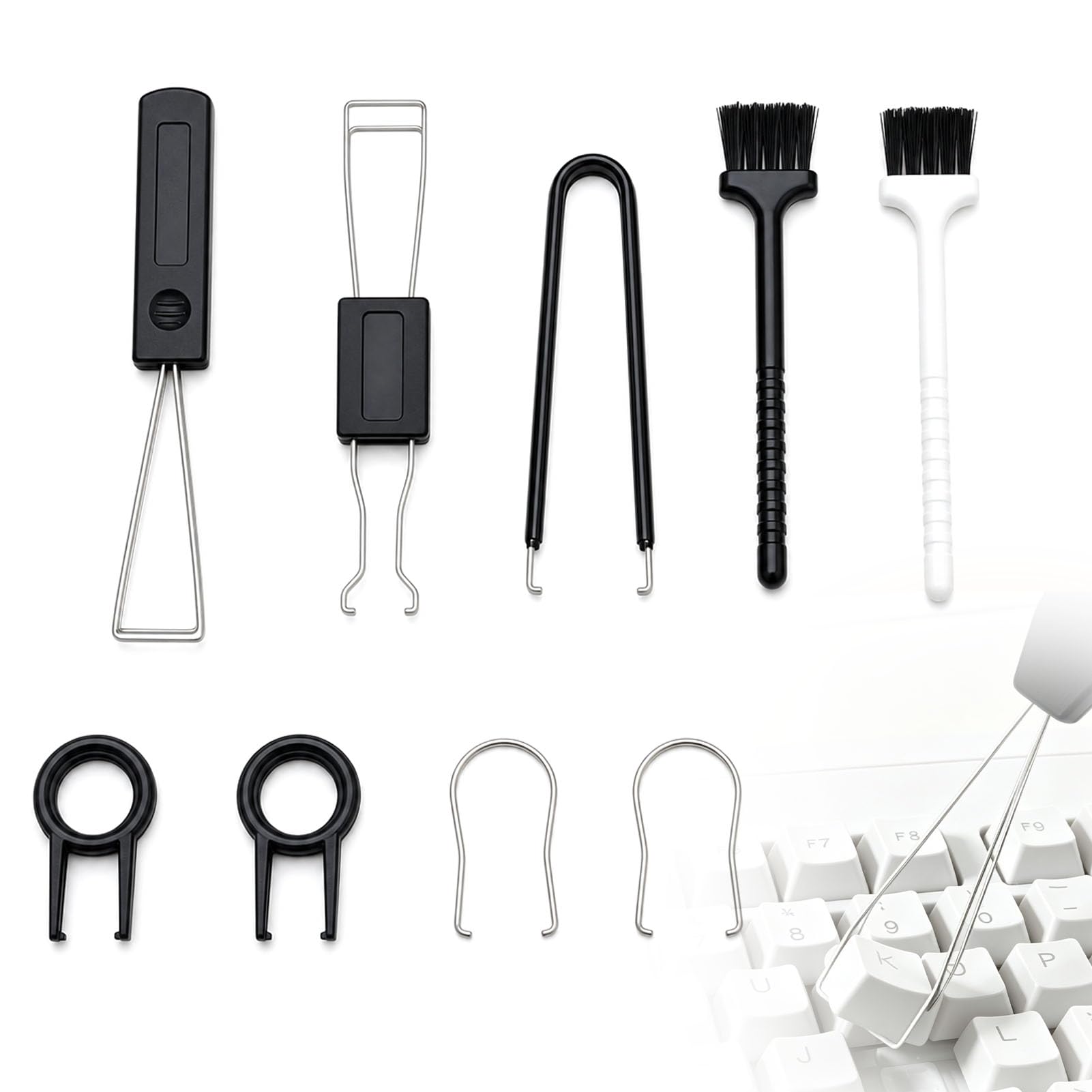 9Pcs Keyboard Tool Set, Including Keycap Puller, Keyboard Cleaning Kit, Switch Remover, Cleaning Brush, for Keyboard Maintenance, Replacing Key Caps and Cleaning Dust for Gamers and DIY Enthusiasts