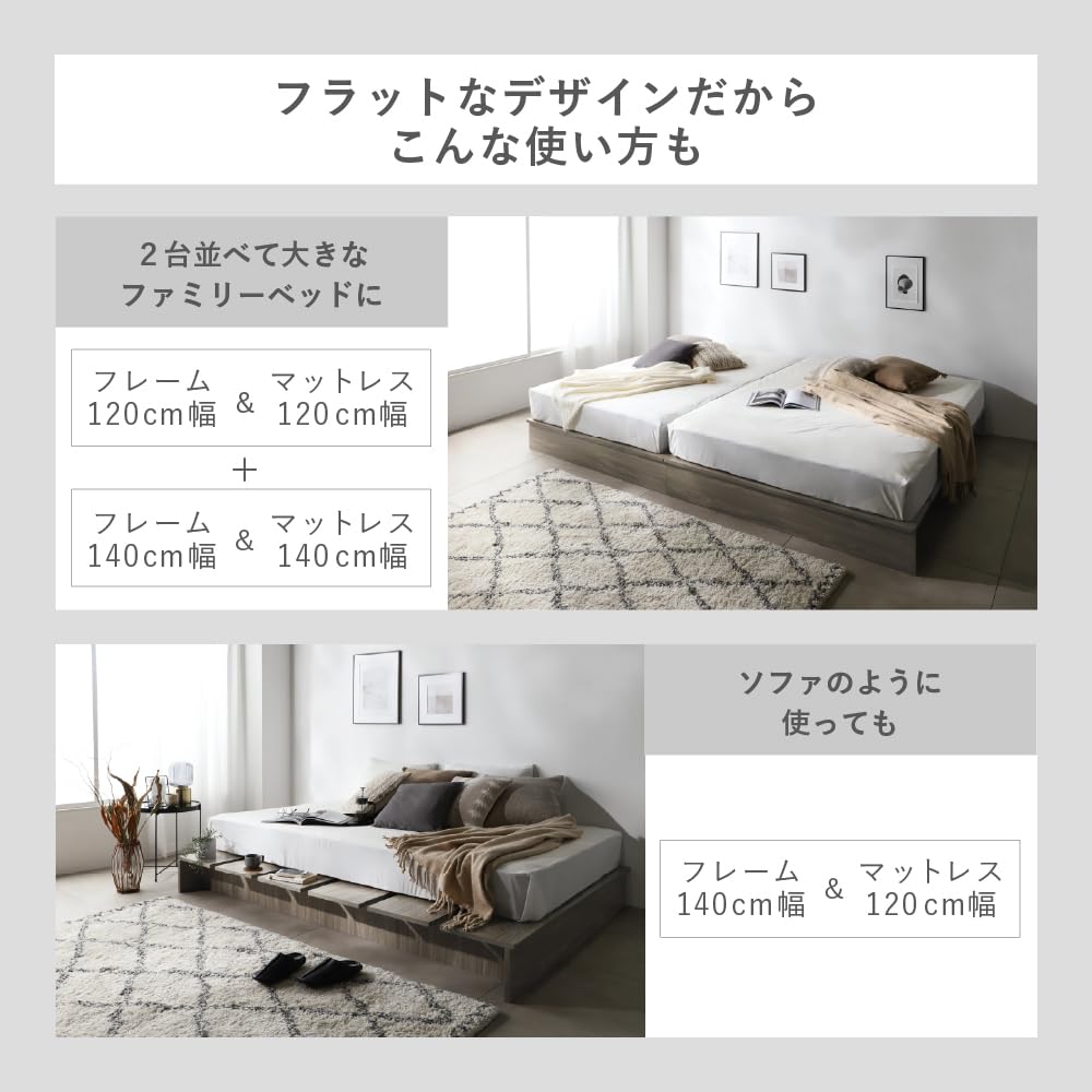 Amazon｜モダン ステージベッド すのこ ローベッド, ヘッドレス