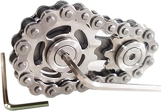 Sprocket Fidgets Chain Stainless Steel Fidget Cube Gears Linkage Bike Chain Novelty Fidget Block Kinetic Desk Toy Metal EDC Focus Meditation Break Bad Habits ADHD (Silver)