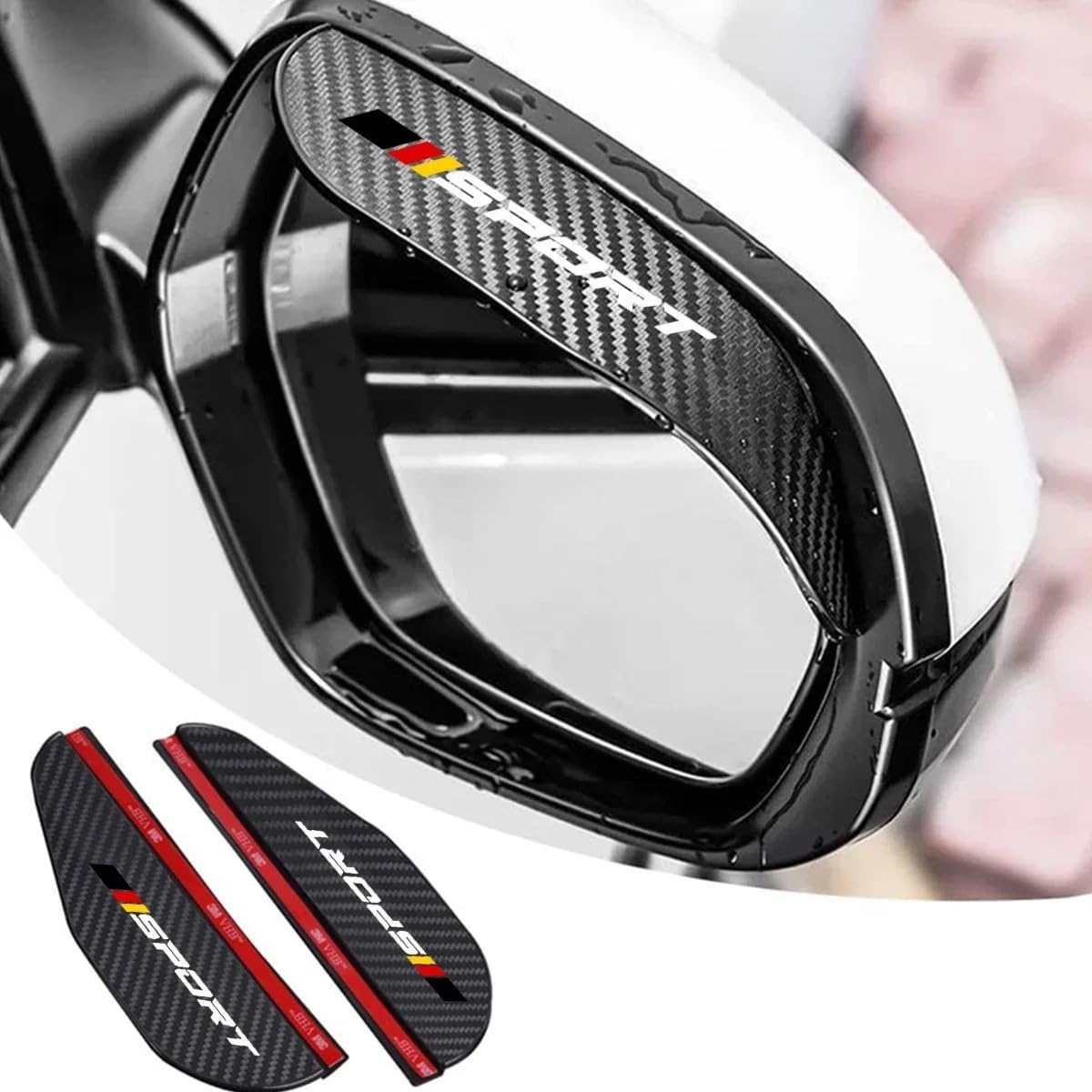 LVJINXIFAFA 2 Pieces Rearview Mirror Rain Guard for Dacia Logan II MCV Stepway 2017-2020, PVC Carbon Fiber Texture Side Mirror Sun Visor Shield Car Accessories