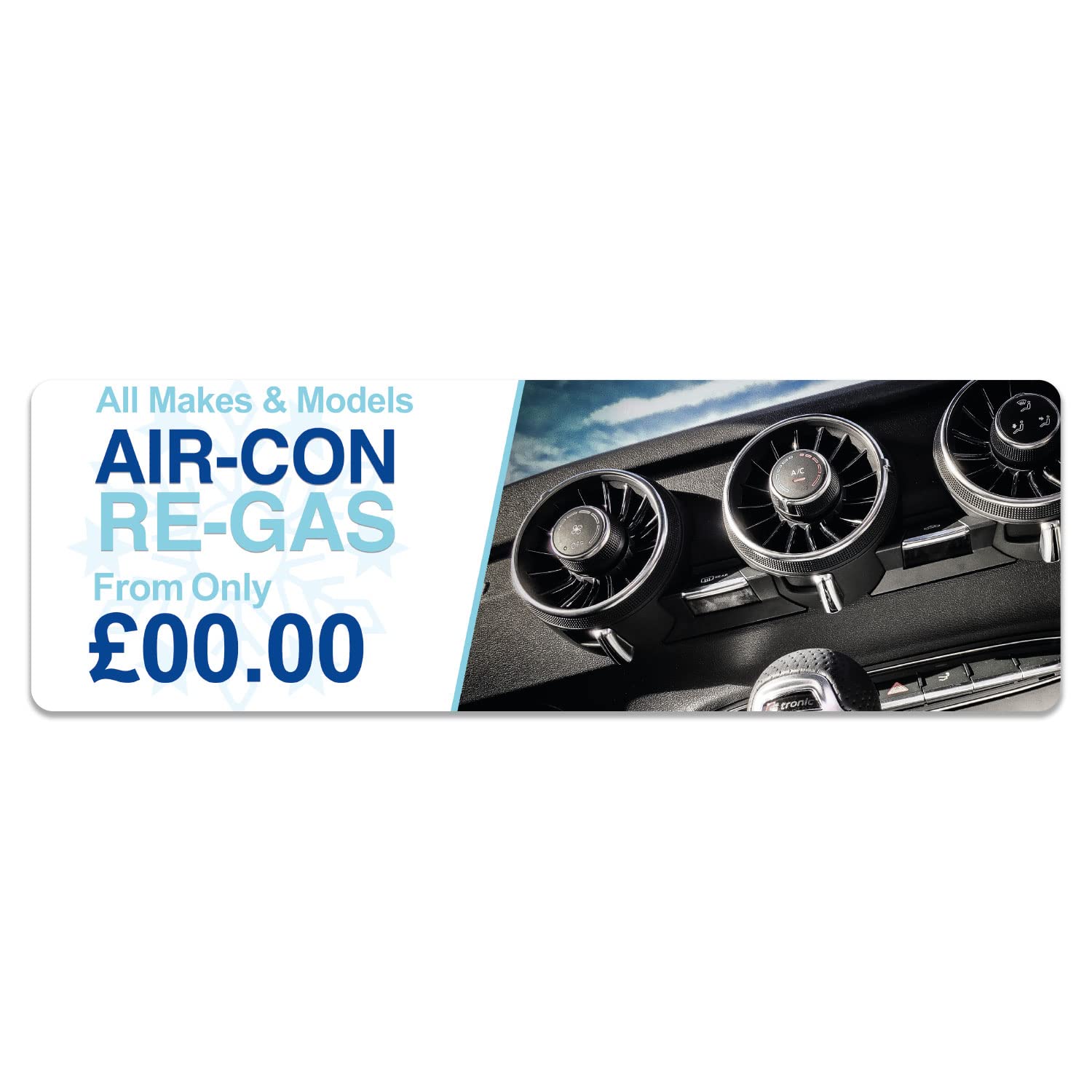 Air-Con Re-Gas Personalised Price Car Garage Sign Sticker Window Decal Sign Advert (Medium - 40cm x 12cm)