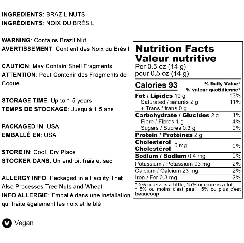 Miniatura 4 de Nueces de Brasil tostadas en seco, 8 onzas, sin sal, enteras, tostadas al horno, sin aceite añadido, sin cáscara, vegano, kosher, a granel. Buena