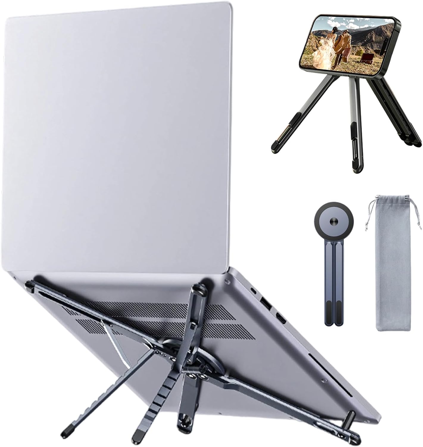 3 in 1 Magnetic Tripod Holder Mount Portable Phone Stand Foldable 8-Level Height Adjustable Laptop Stand for Desk Phone Stand Tripod for 10–16″ Laptops and 4–13″ Phones/Tablets 3 in 1 Magnetic Tripod Holder Mount Portable Phone Stand Foldable 8-Level Height Adjustable Laptop Stand for Desk Phone Stand Tripod for 10–16″ Laptops and 4–13″ Phones/Tablets