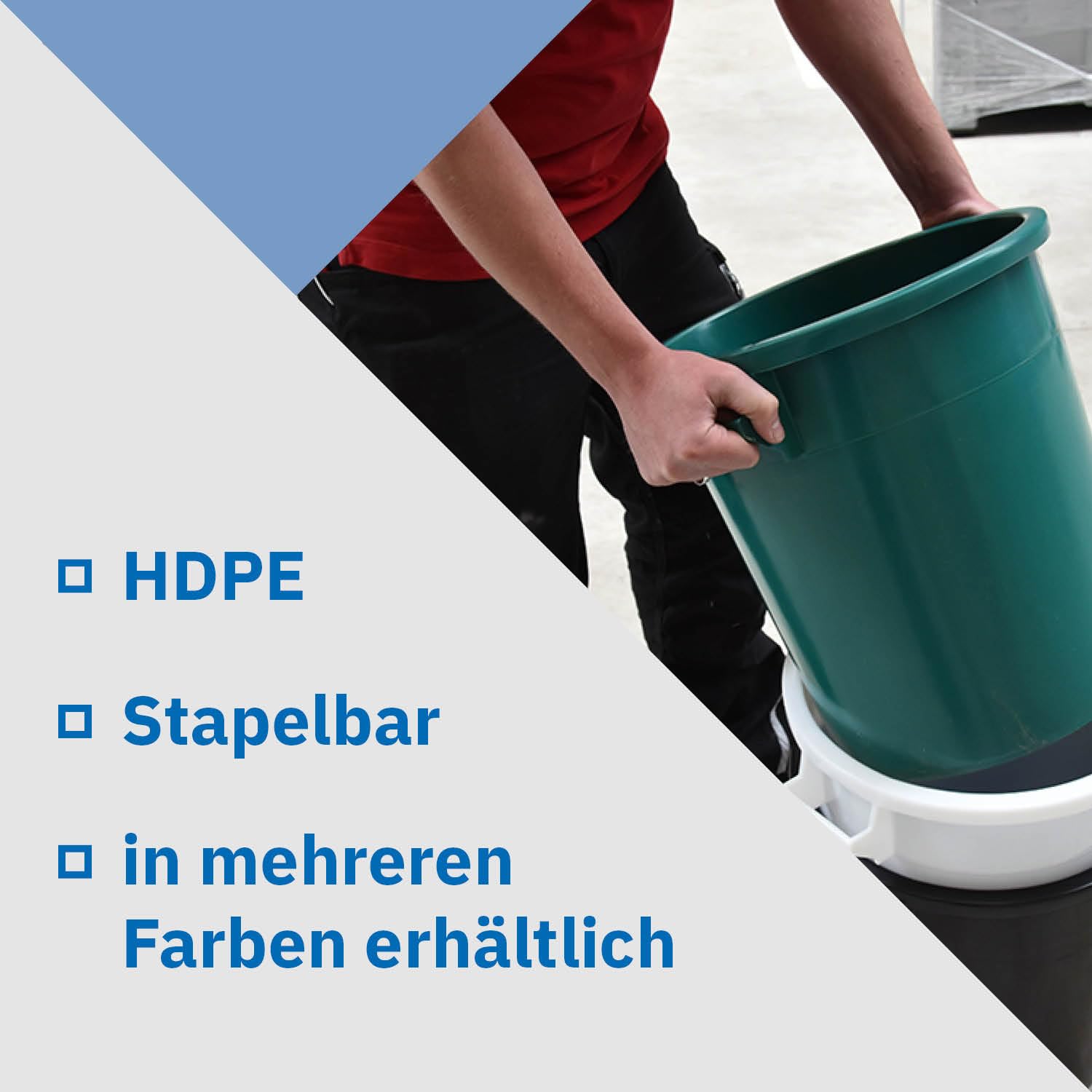 Kunststofftonne 50 Liter mit Deckel lebensmittelecht stapelbar Weiß