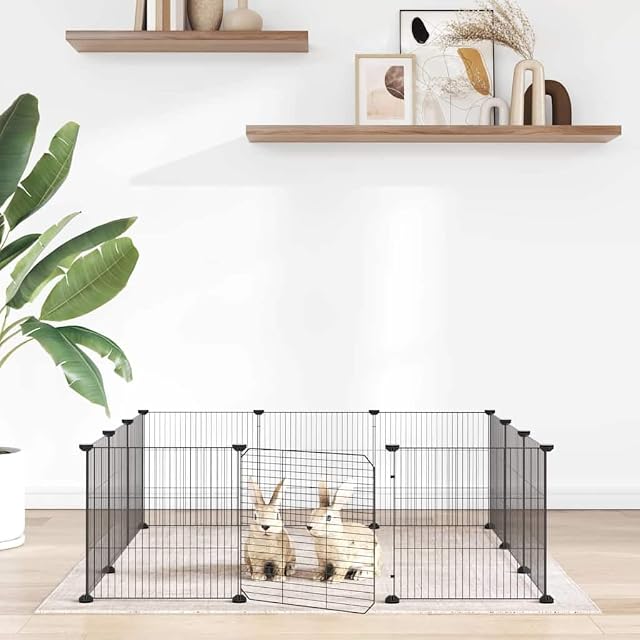 Foto 2 de 8 de vidaXL Jaula para mascotas con 12 paneles y puerta, versátil y espaciosa