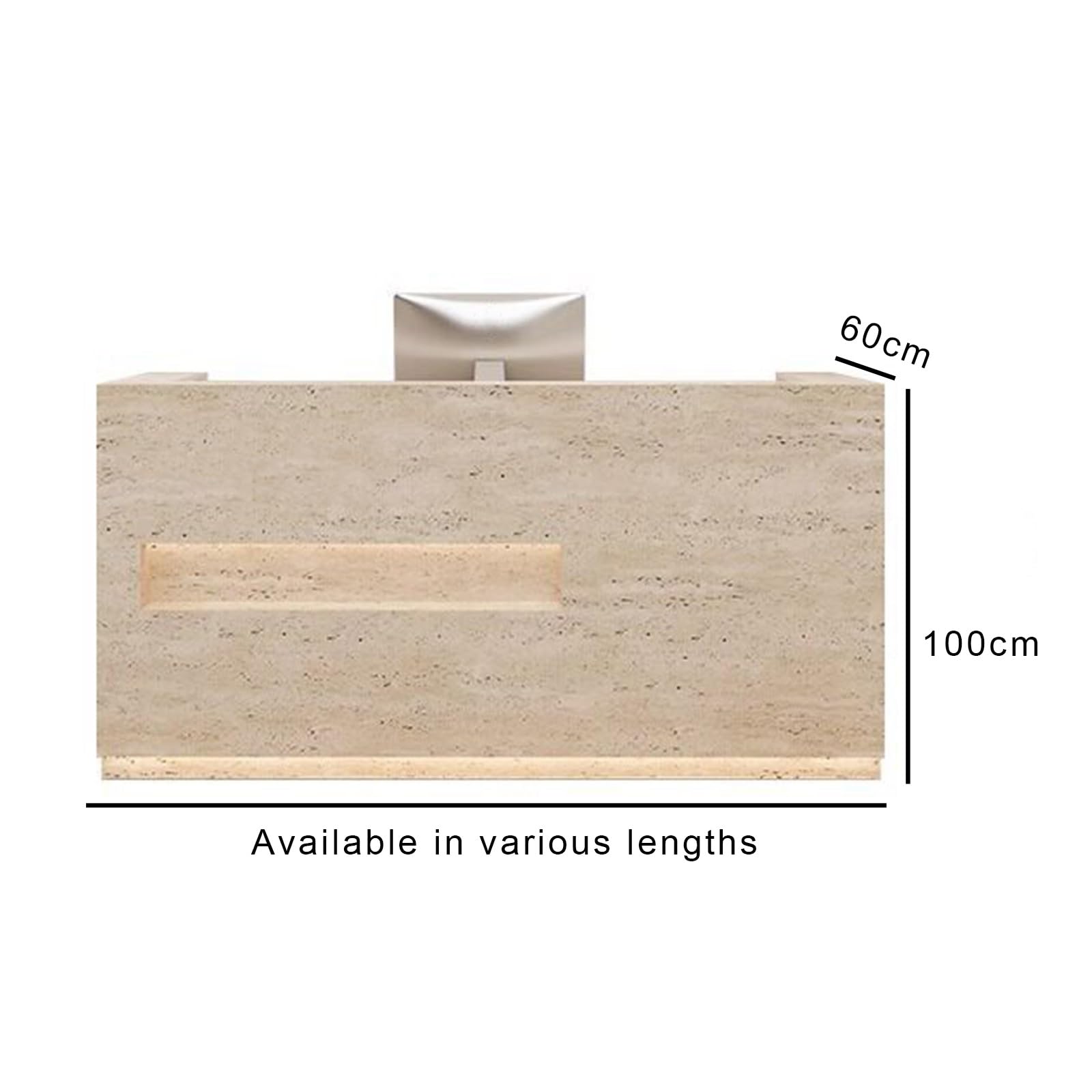 Banco Reception per Ufficio, Salone e Negozio | Pronto all'uso con piano rialzato, cassetto con serratura, ripiano tastiera e vano espositivo(Beige,150cm)