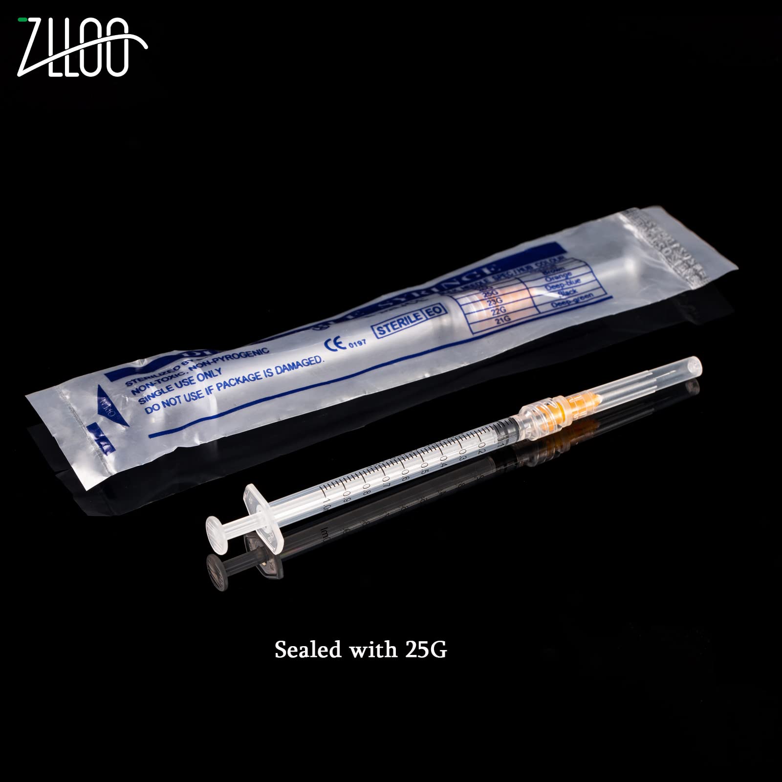 1 ml/cc Plastiktube mit 25G-25mm Kopf, Einweg-Luer-Lock Unabhängige Verpackung, Einfach zu Bedienen (100 Stück)