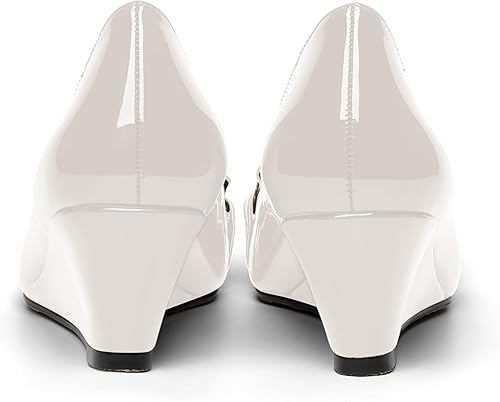 Miniatura 4 de MOVINSTEPS Zapatos de tacón bajo de cuña de metal para mujer, con puntera cuadrada, de 2 pulgadas