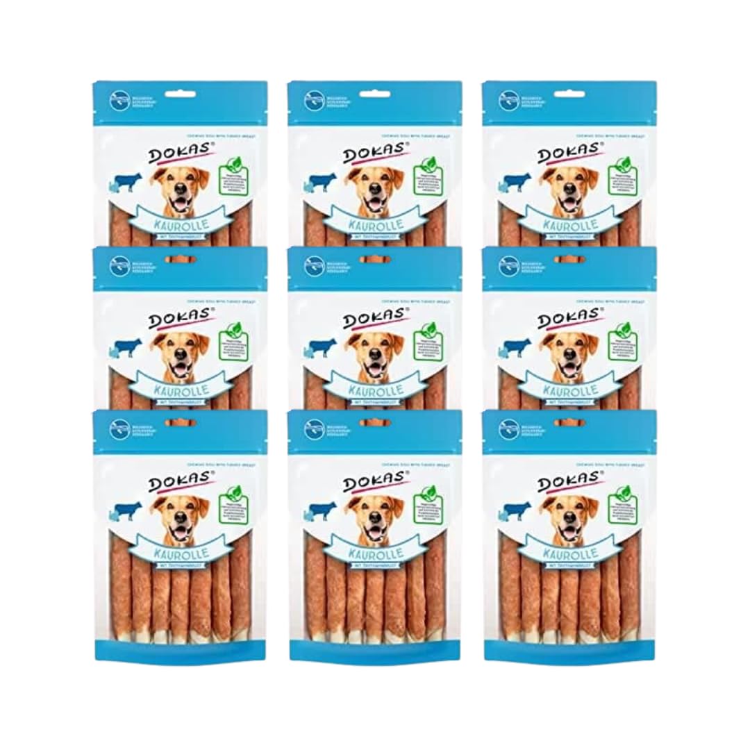 DOKAS - Rollo para masticar con pechuga de pavo, 9 unidades (9 x 190 g)