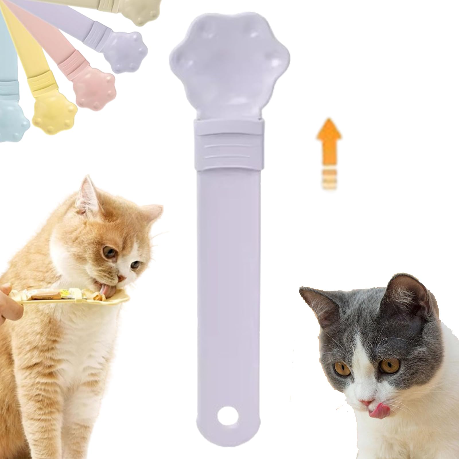 Happy Spoon for Cats, Cuddles and Meow Cat Treat Feeder, Claw Shape Cat Strip Happy Spoon, Cat Strip Feeder, Cat Wet Treats Dispense Spoon for Feeding Wet Treat with 0 Waste (Purple)