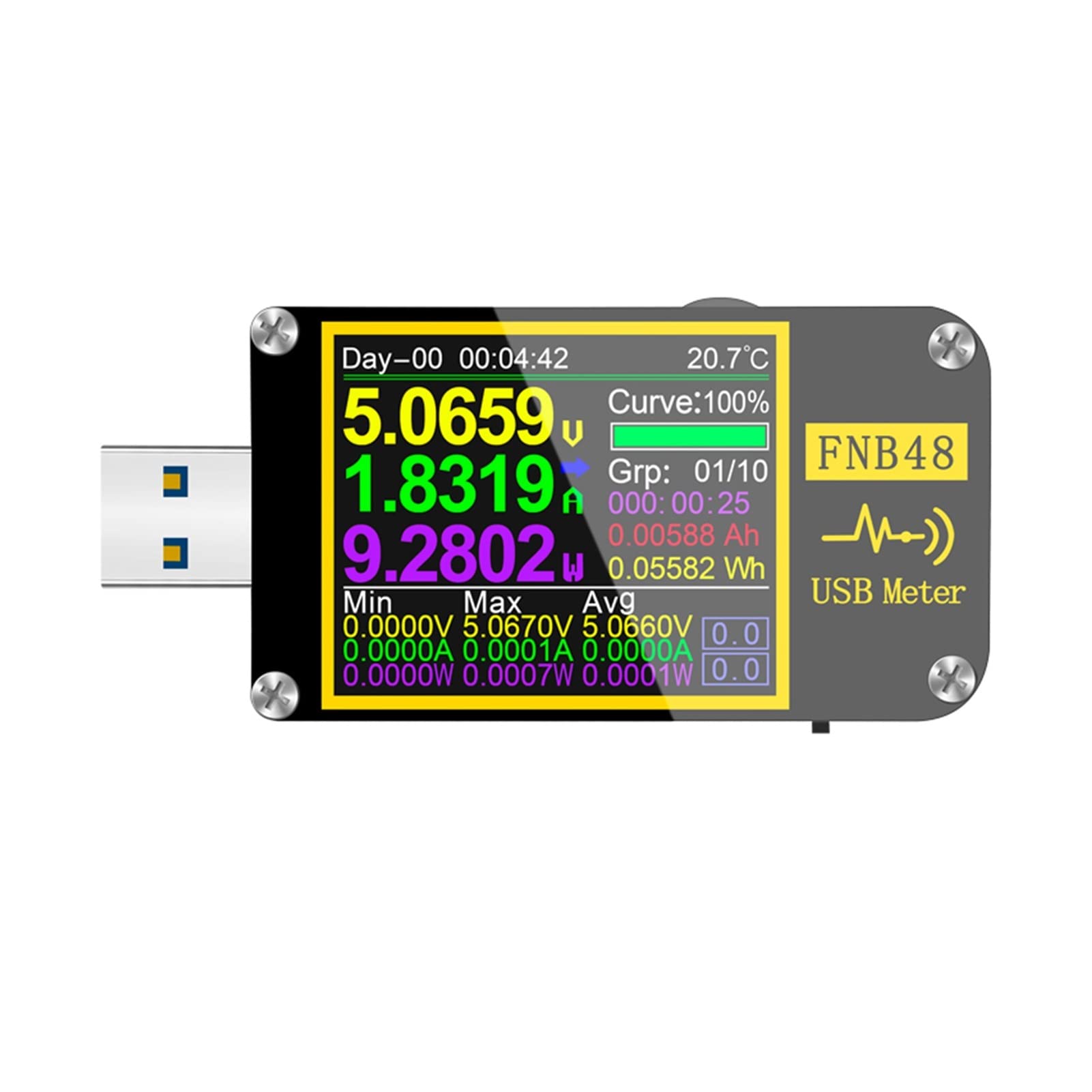 USB Tester FNB48. Ampermeterspannungstrom Voltmeter Qc4 + pd3.0 2.0 pps Schnelles Ladungsprotokollkapazität Trigger-Testmesser