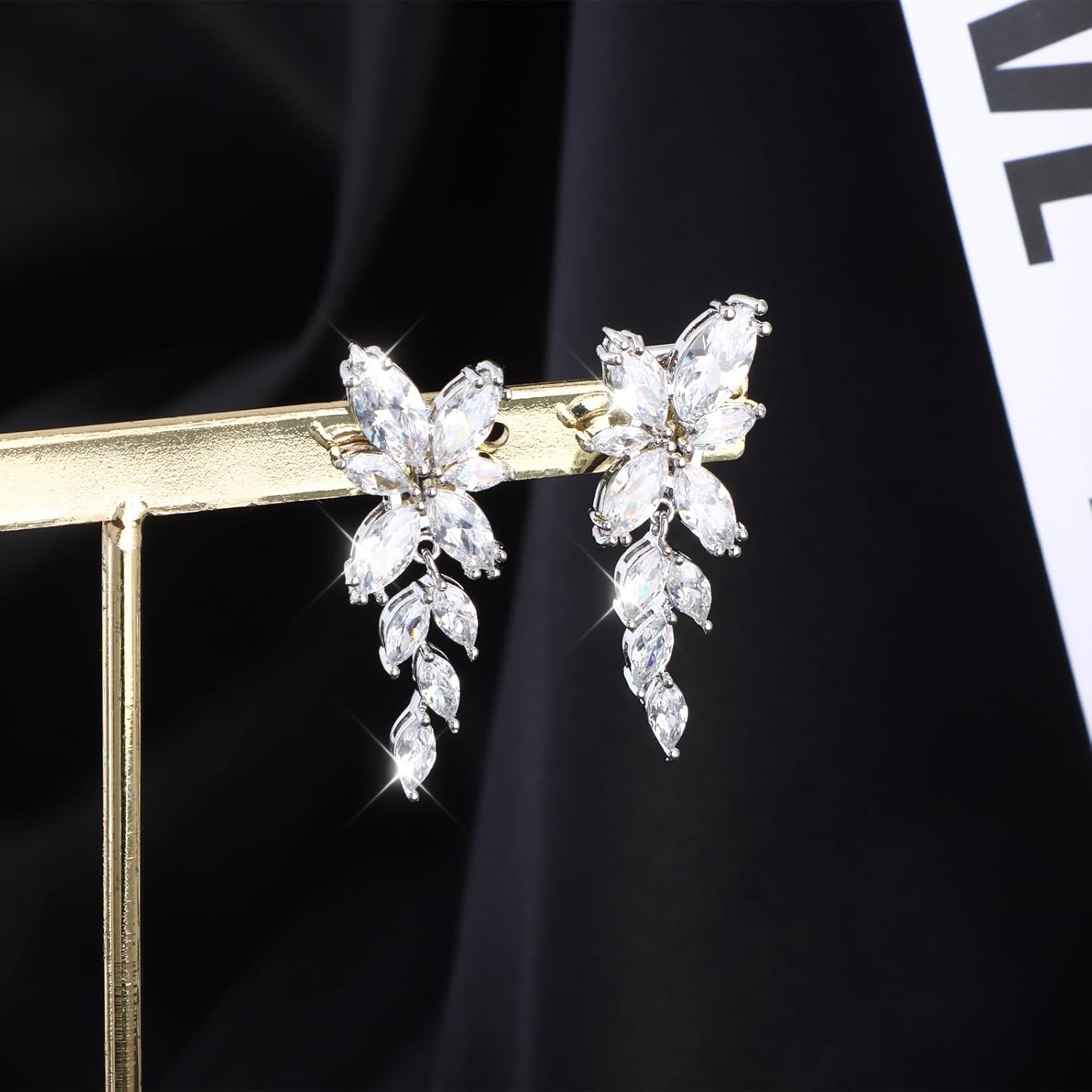 Clip on Earrings for Women 925 Sterling Silver Plated Cubic Zirconia Long Tassel Dangle Drop Earrings Non Pierced Earrings for Women Jewelry Gifts Wedding Party - Image 5