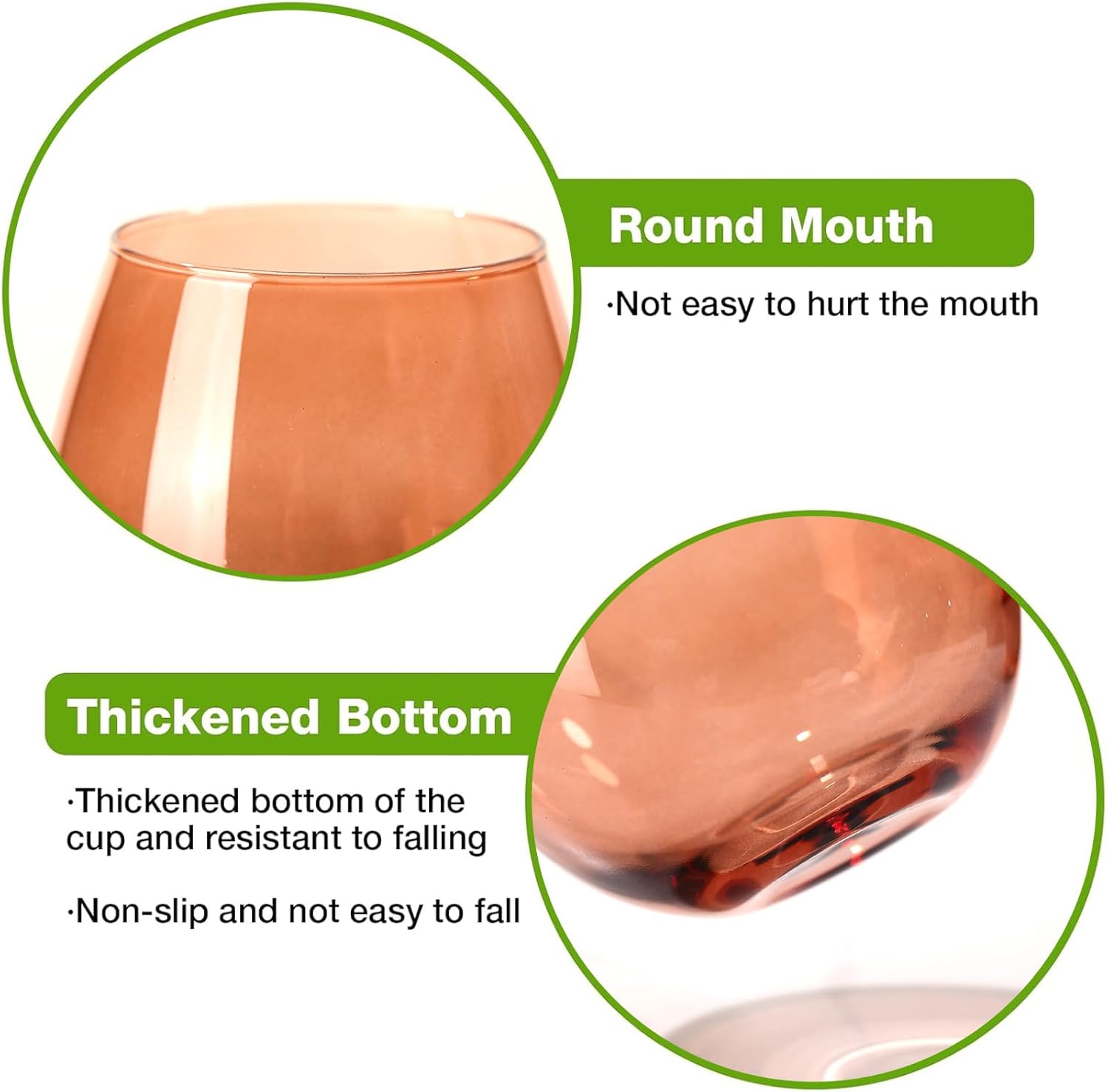 Colored Stemless Wine Glasses Set of 6-15 oz Hand-Blown Crystal Colored Glassware, Multicolor Drinking Glasses, Wedding, Birthday, Christmas, Housewarming Gifts for Women - Image 5