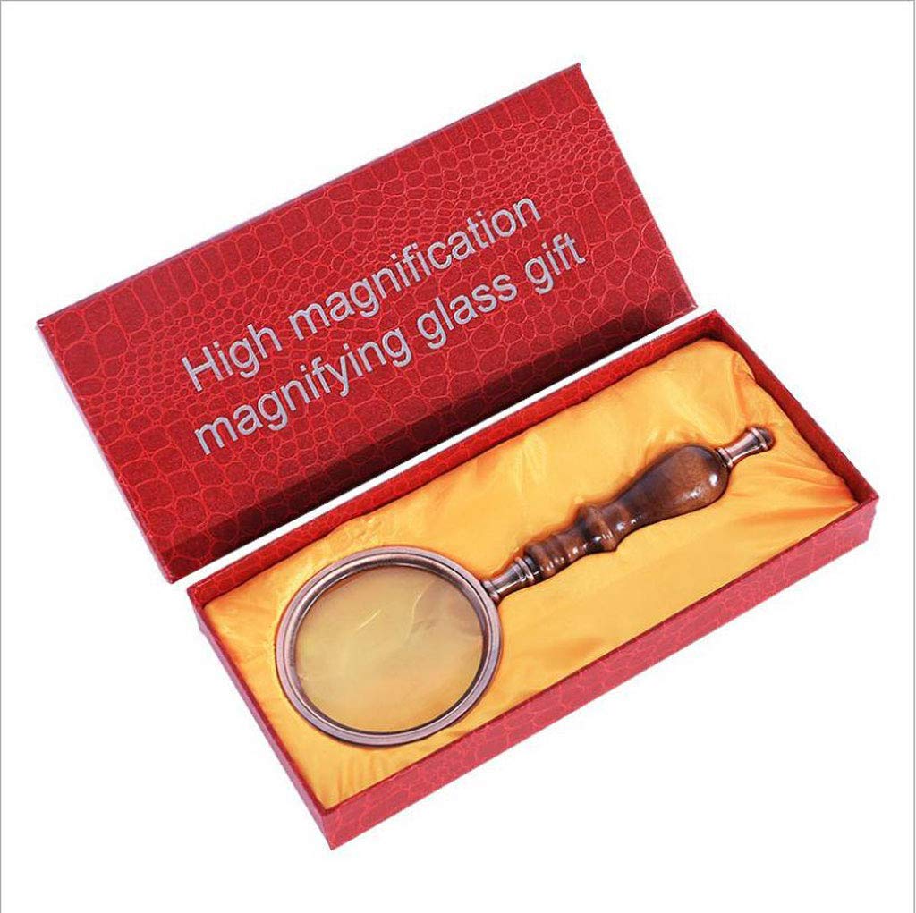 Vergrößern Leselupe Handheld Optische Glaslinse Geschenkbox 10-Fach Vollmetall-Holzgriff Vintage Collection Handheld