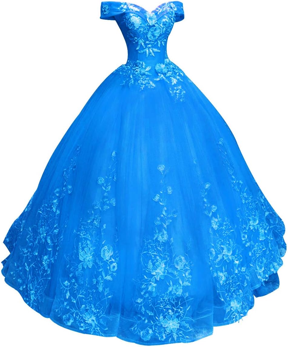 Women's Prom Dress Ball Gown Off Shoulder Quinceanera Dress Lace