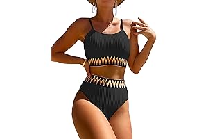 Women's High Waisted Ribbed Bikini Sets: High Top Perfection