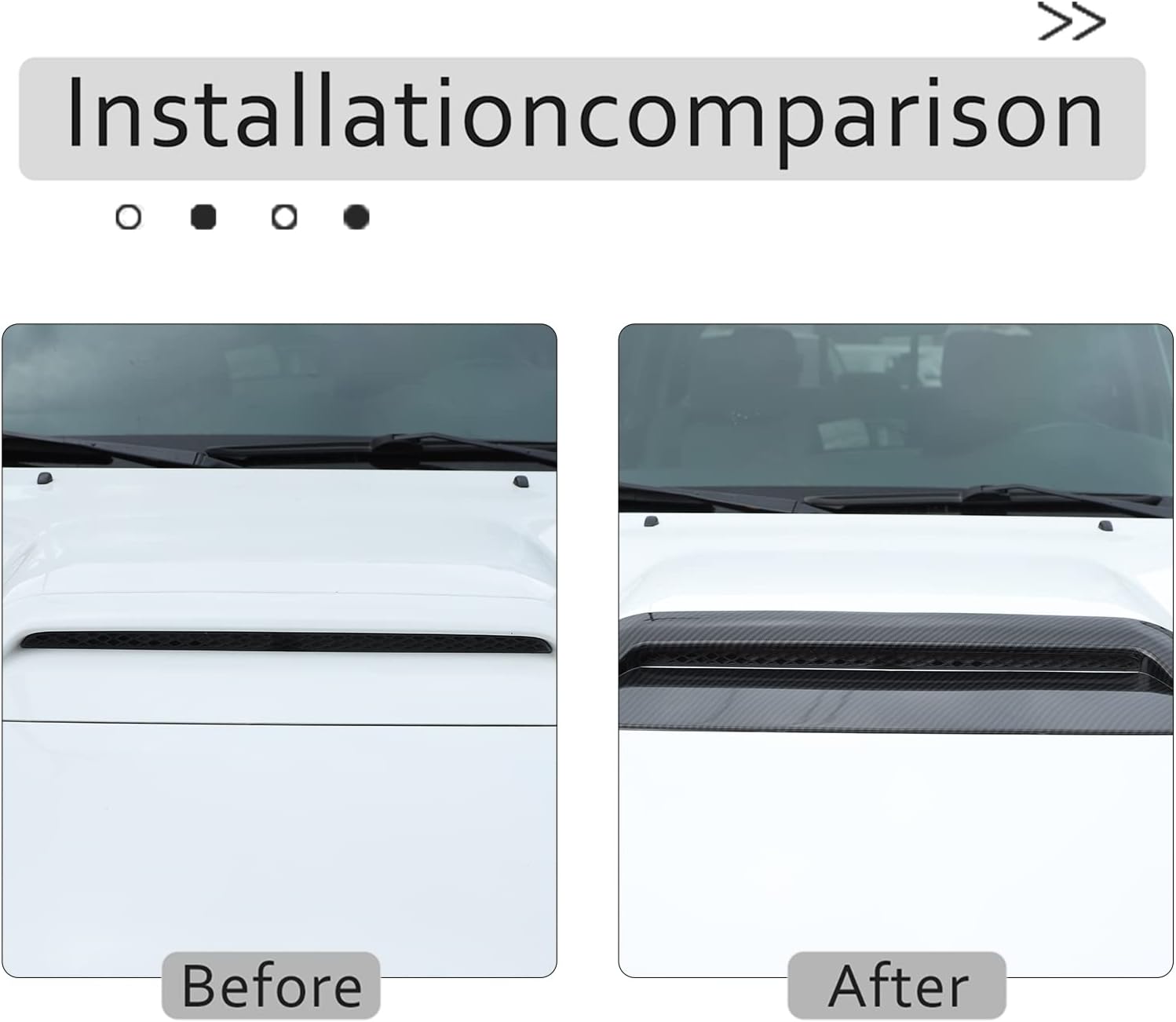 Car Hood Vents fits Exterior Decoration Accessories for Toyota Tacoma 2013 2014 2015 Hood Vent Air Flow Intake Body Kits (Carbon Fiber)