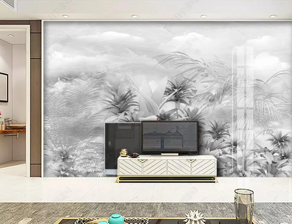 Papier peint intissé motif marbré végétal poster géant mural salon chambre