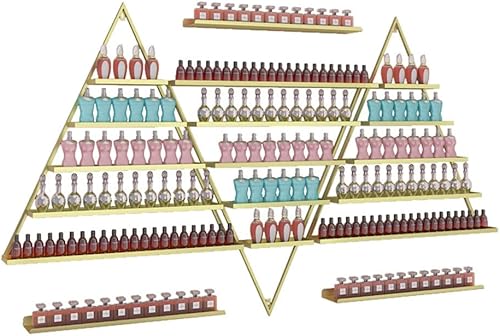 Miniatura 9 de Estante de metal para esmalte de uñas, 6 juegos triangulares de exhibición de cosméticos, organizador de estantes de botellas de aceite esencial,