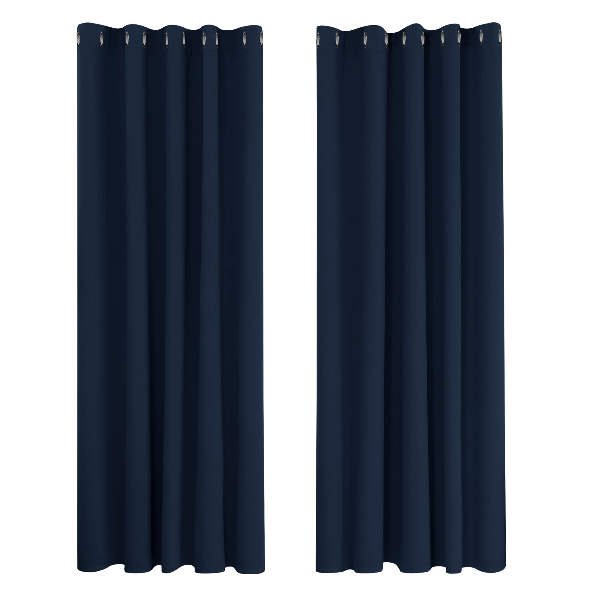 Deconovo Navy Blue Super Soft Eyelet Curtains Thermal Insulated Blackout Curtains For Bedroom 66 X 54 Inch 2 Panles