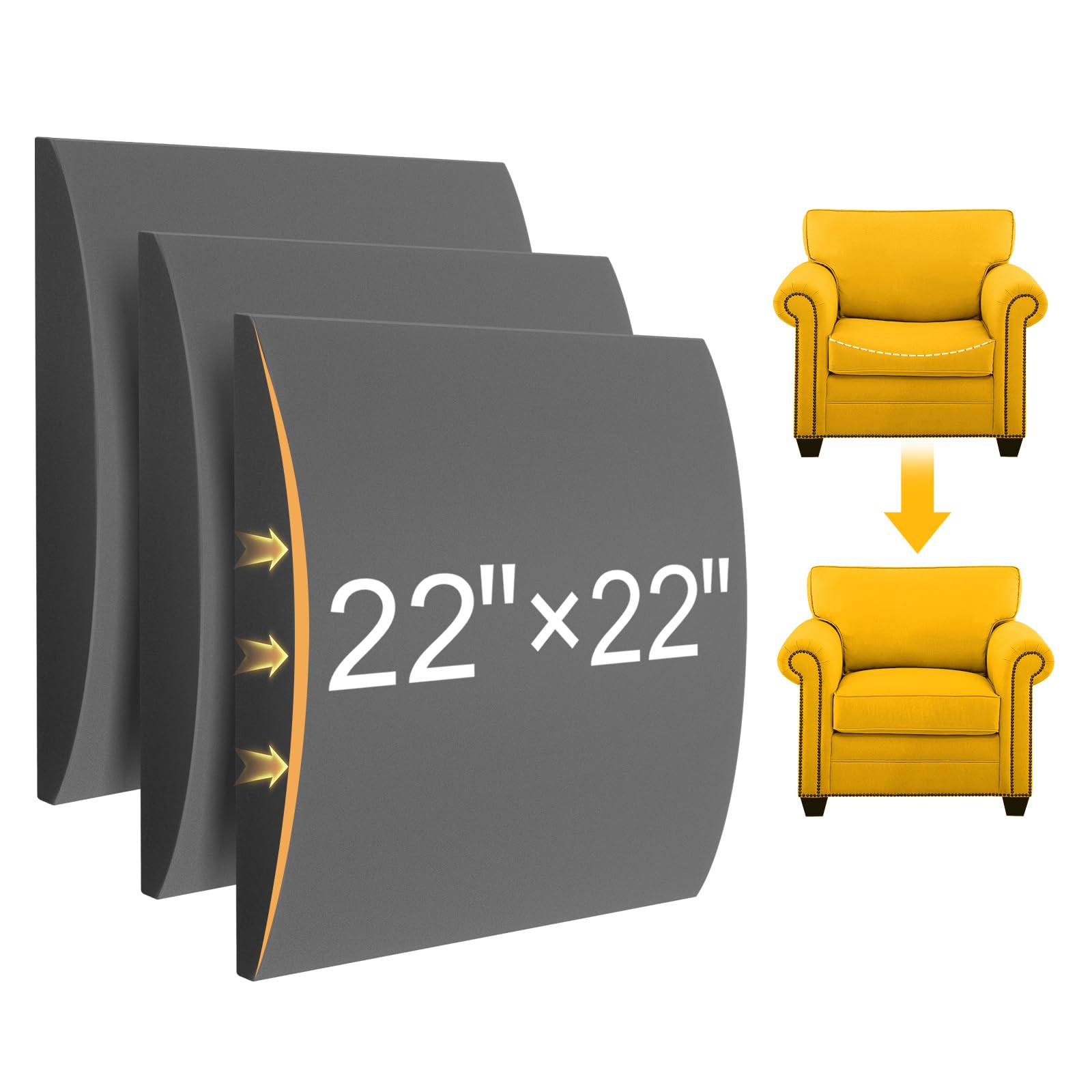 MYLIFESION Couch Cushion Support for Sagging Seat, 22x22x2 inches
