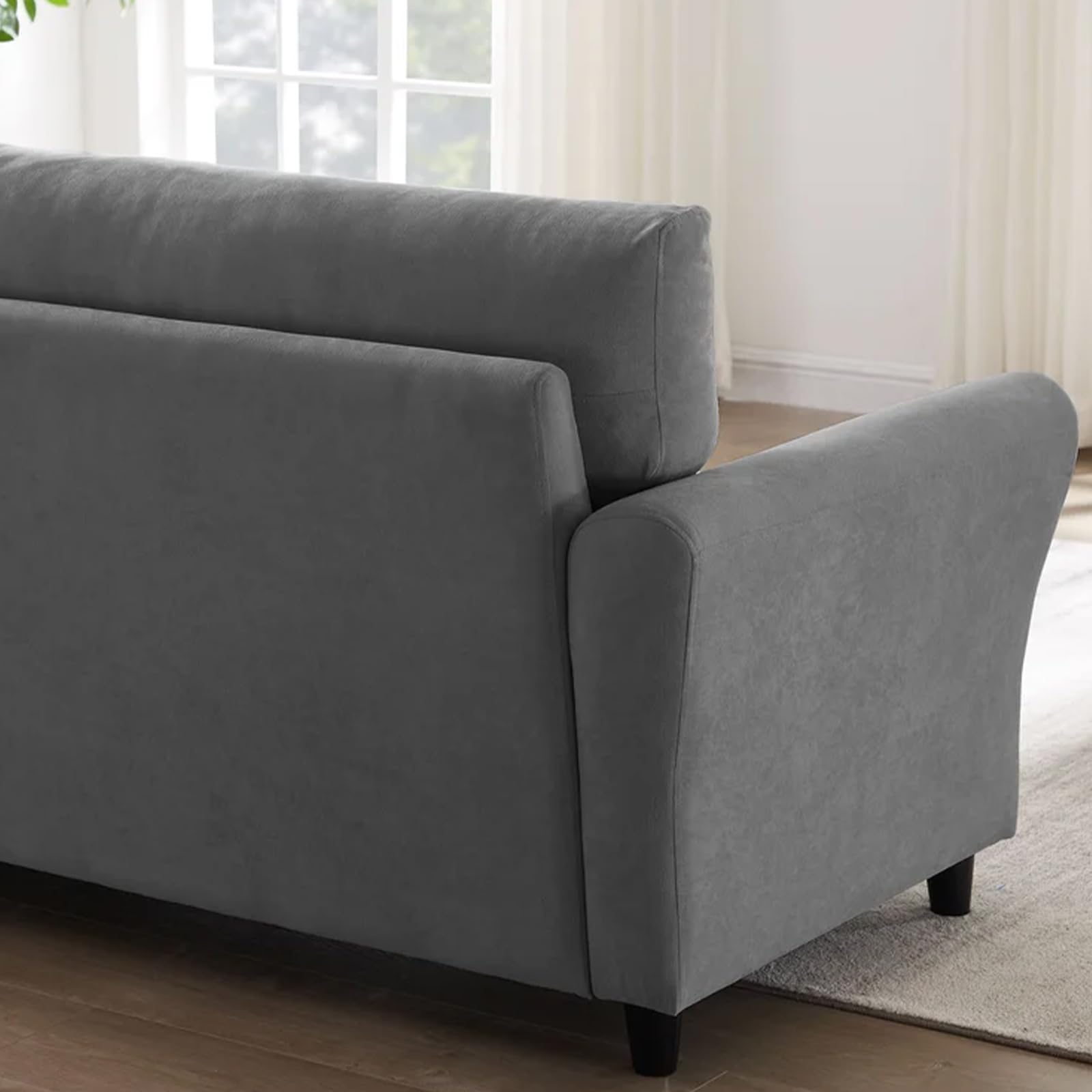 Shally Dogan Divano 3 Posti con Rivestimento in Tessuto e Struttura in Legno Robusta, Sofa Premium Relax con Imbottitura Extra Morbida ad Alta Densità, Altezza Piedini Affusolati 10 cm (Grigio Chiaro)