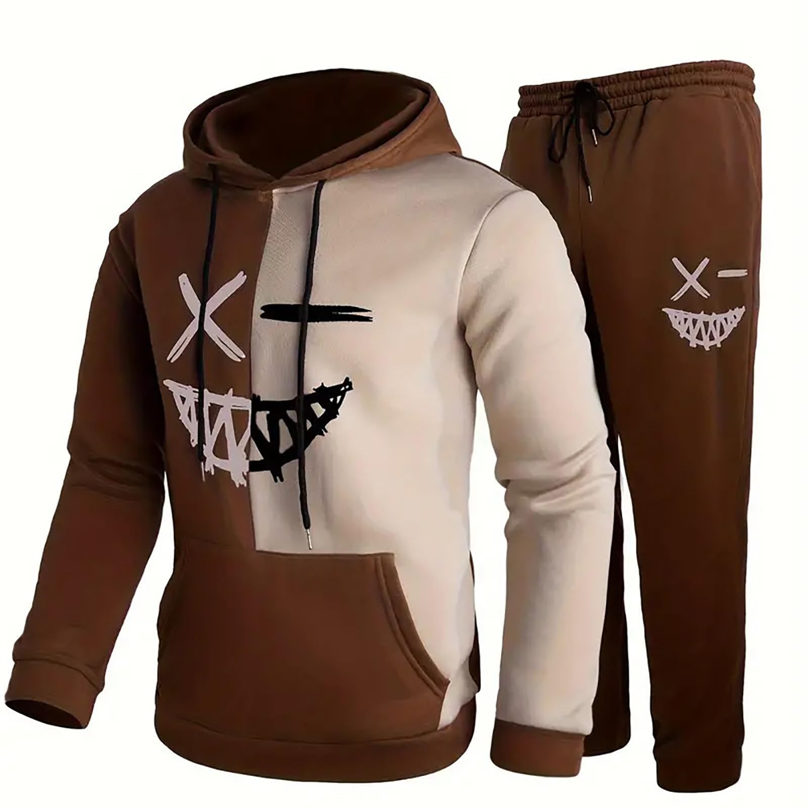 Tuta sportiva da uomo e da donna, per autunno e inverno, per il tempo libero, con cappuccio, con nappe, streetwear, jogging quotidiano (5)