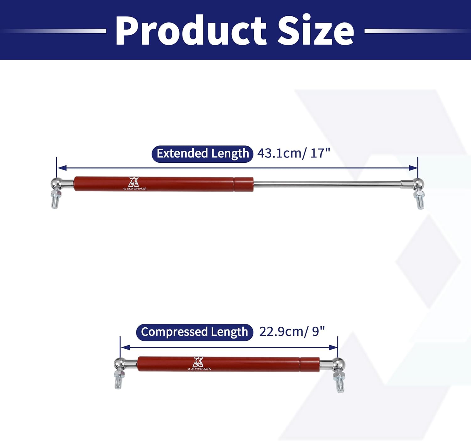 X AUTOHAUX 2 Pcs 17inch 45lb/200N Red Lift Supports Struts Shocks Gas Spring with Wrench Universal for RV Car Truck Boat