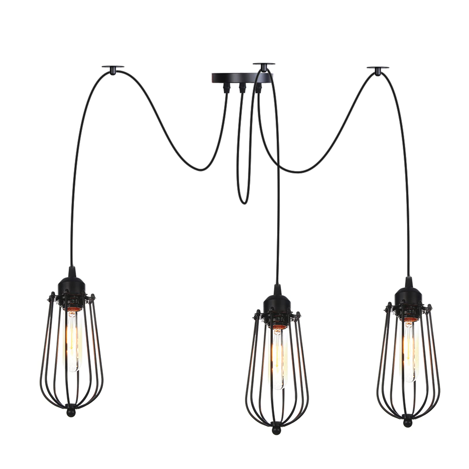 Lámparas Colgantes de Jaula Metal Industrial Techo 8 Luces