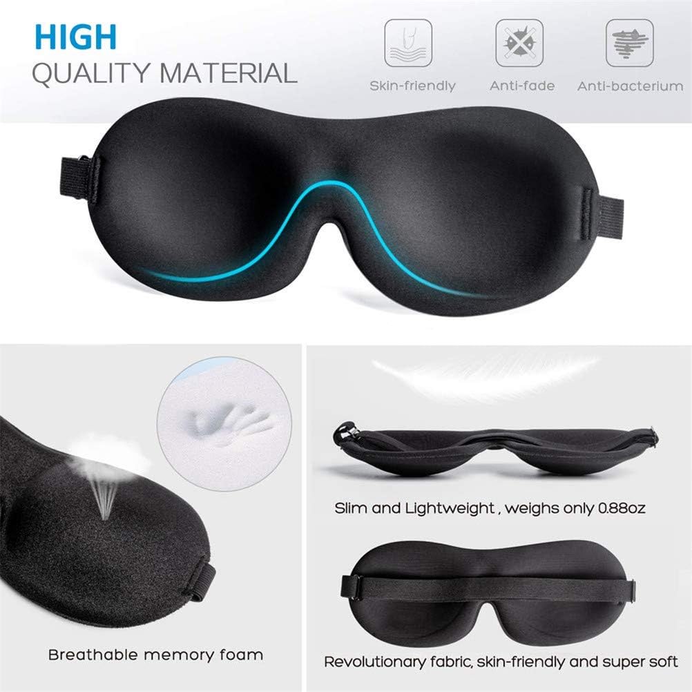 3D Sleeping Mask Eye Mask for Sleeping Contoured Shape Ultra Lightweight & Comfortable Sleep Mask for Travel, Nap, Shift Works 2 Pack (Black & Purple)