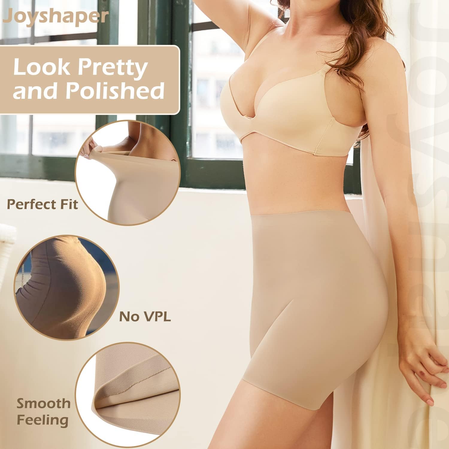 JOYSHAPER Slip Shorts for Under Dresses Women Shapewear Boyshorts Panties Anti Chafing Underwear Shorts - Image 3