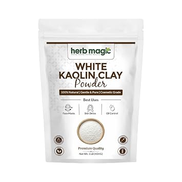 White Kaolin Clay Powder 1 lb 454 g | Natural Kaolin Clay for Face Masks, Soap Making, Bath Bombs, Seed Bombs, DIY Spa & Gardening| Herb Magic