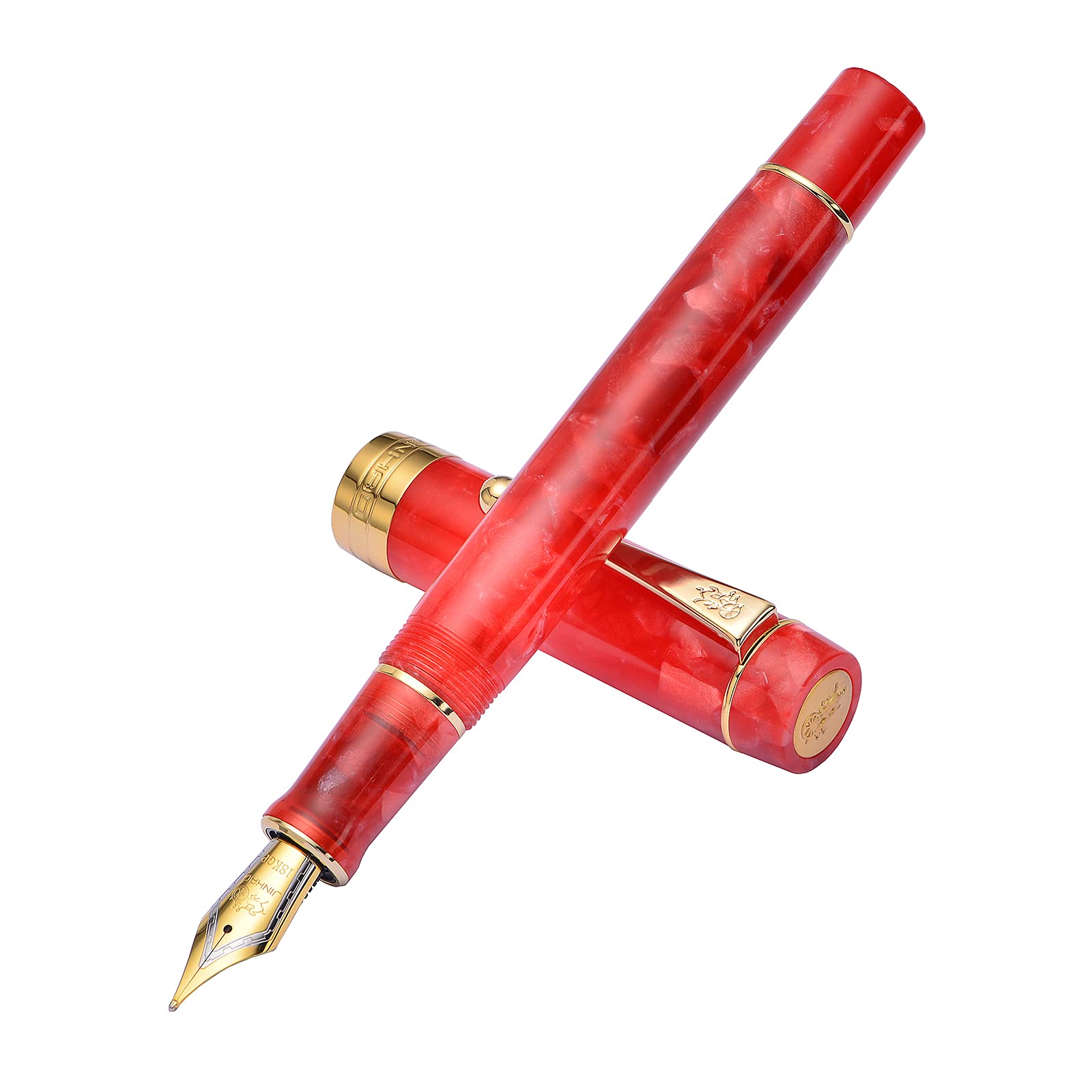 Jinhao 100 Fountain Pen Celluloid Classic Style, #6 Nib Smooth Writing Instrument with Refillable Converter and Pen Case Set โ image 1