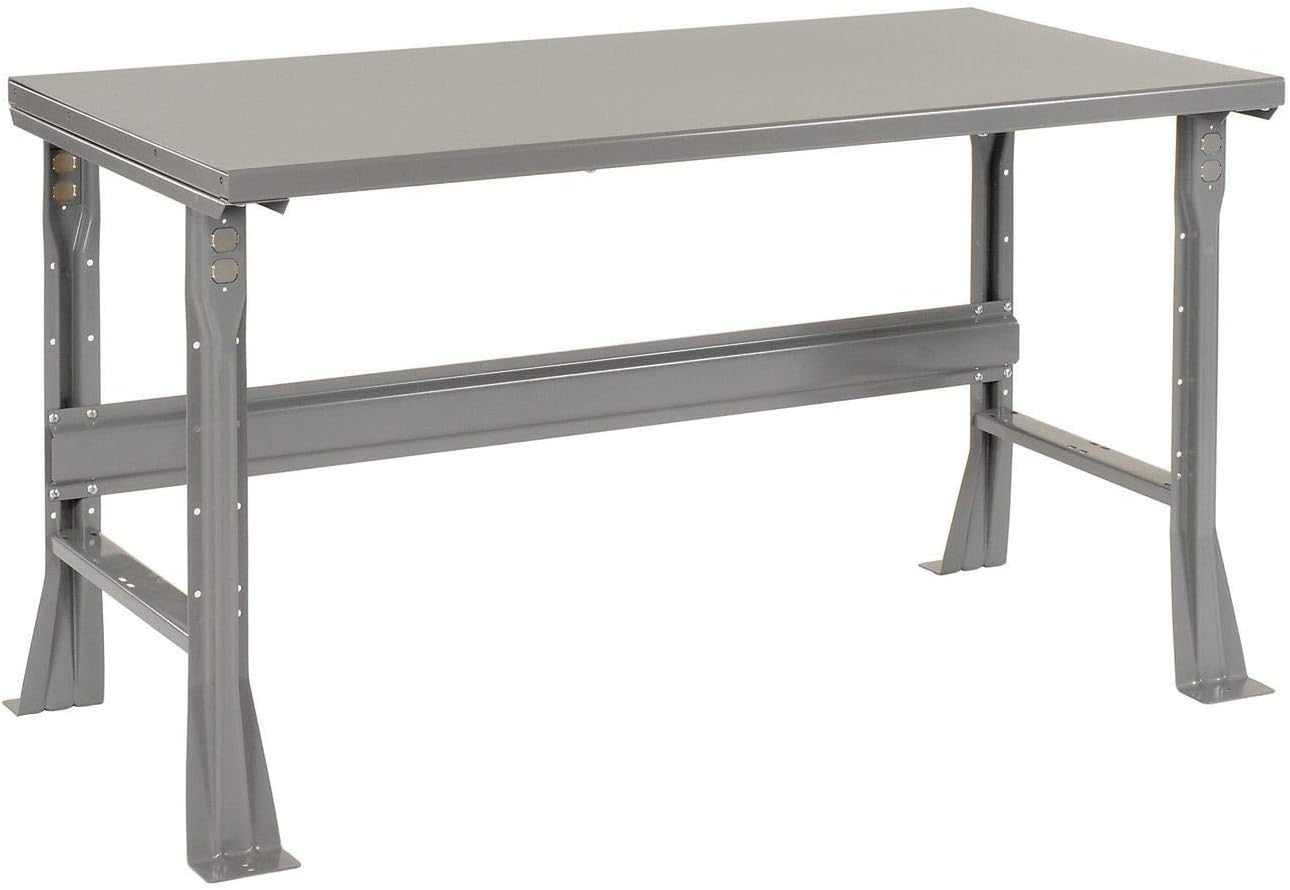 Global Industrial Fixed Height Workbench with C-Channel Flared Leg, Steel Top with Square Edge, 60″W x 30″D x 34″H, 2000 Lbs. Capacity, Gray, Industrial Workbench