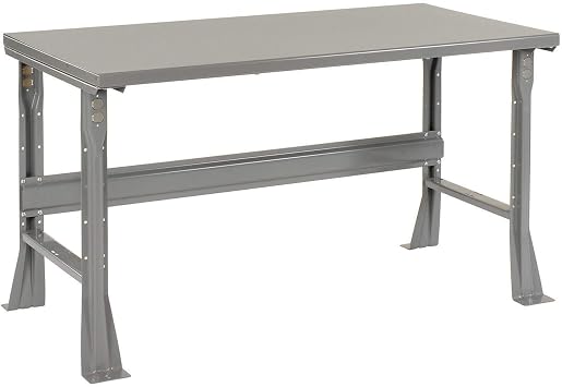 Global Industrial Fixed Height Workbench C-Channel Flared Leg, 1-1/2" Steel Square Edge, 48" W x 30" D x 34" H, Gray, 2000 Lbs Capacity Industrial Workbench
