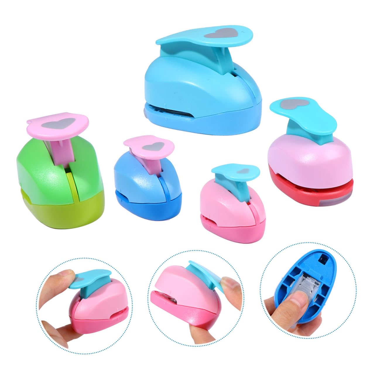 Punzone per Carta a Cuore 5 Pezzi Set Manuale 9-50 Mm