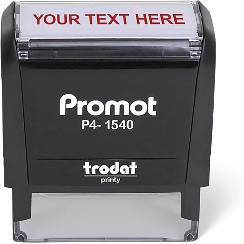 Promot Self Inking 1 Line Custom Stamp (Small) - Personalized Name Stamps for Office, Teacher, Address & Business Stamp - Choose Font & Ink Color - Return Address Rubber Stamps
