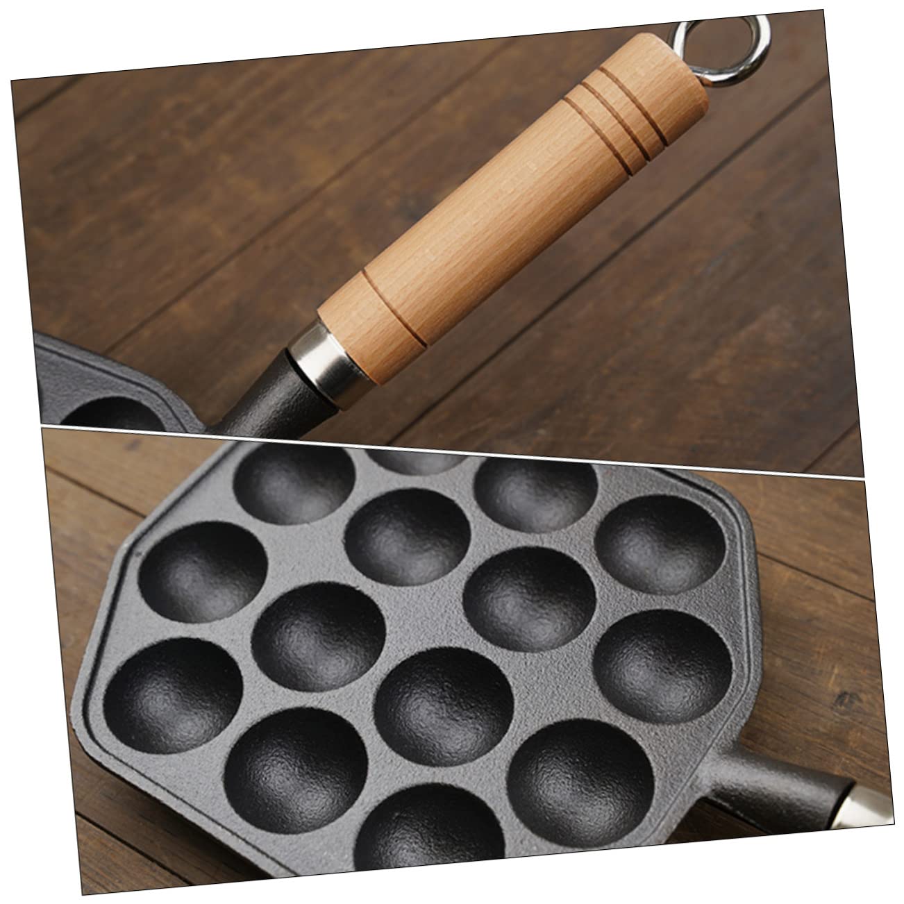BESTonZON Padella in Ghisa Spessa per Lumache 14 Fori, Contorno Liscio e Fondo Antiusura, Pentola per Polpette da Cucina, Adatta per Uso Domestico