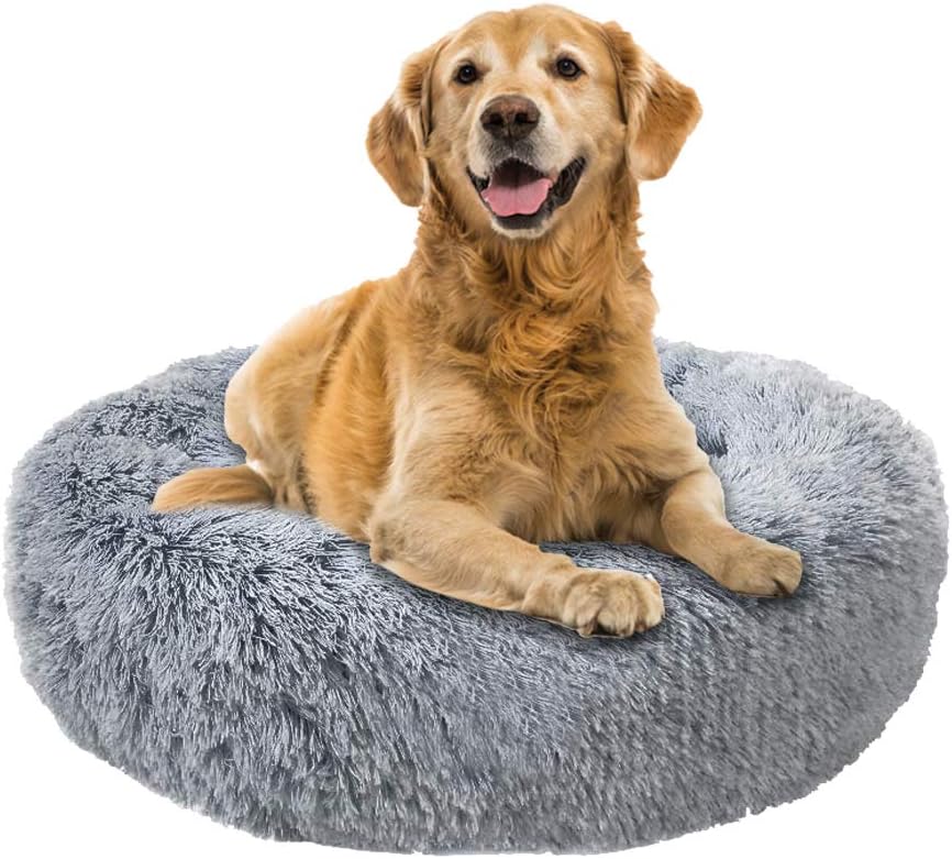 Self-Warming Round Pet Bed Deluxe Soft Plush Calming Donut Cuddler Cushion Bed, Orthopedic Dog Bed Comfortable Donut Cuddler Round Dog…