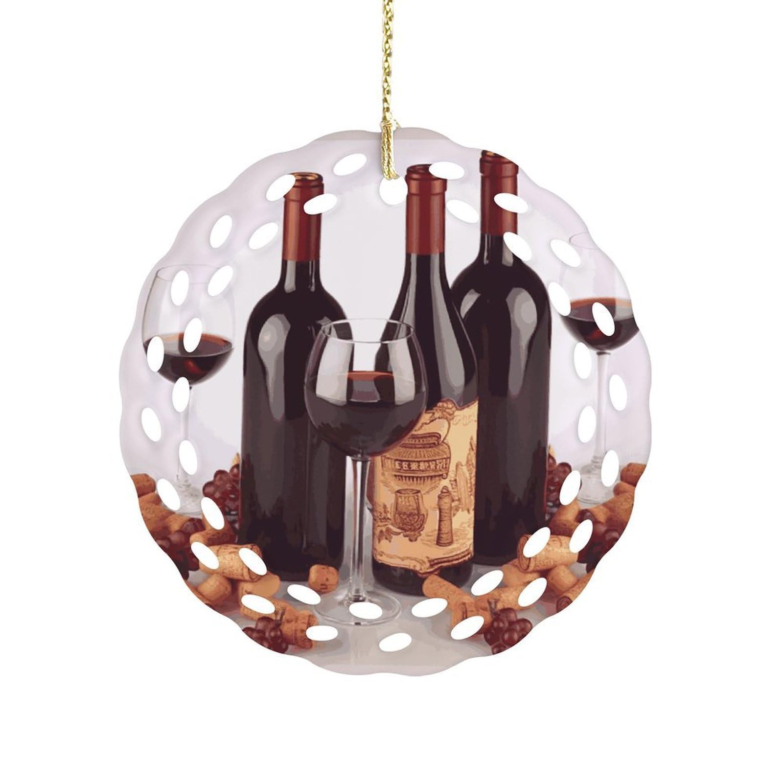 Khauerbc Women's Style Red Wine Hanging Decorations-3.2 In .Round Ornament For Decorating Shopping Malls, Shops, Homes.holiday Keepsake For Grandma Mothers Birthday.